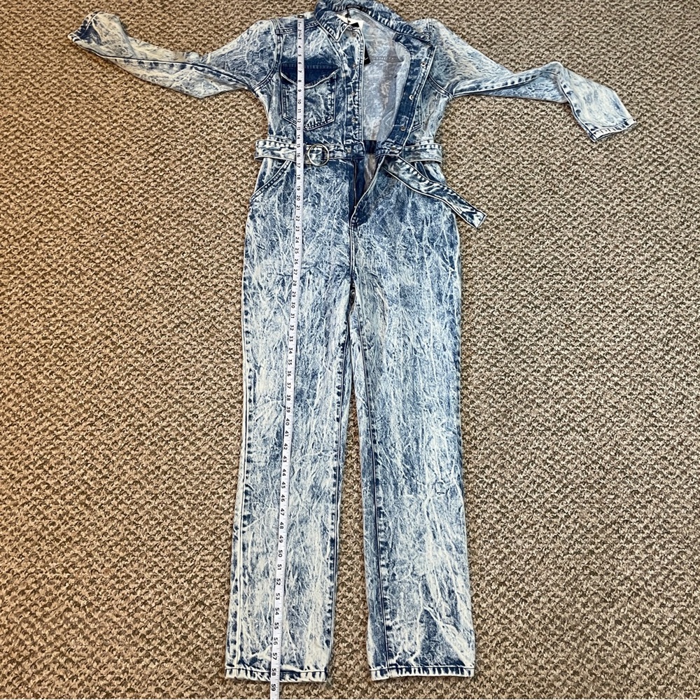 Nasty Gal Bleach Dyed Denim Boiler Suit - Blue - Picture 6 of 16
